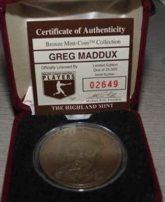 Greg Maddux Highland Mint Bronze Coin w/ COA #'d 2649/25000