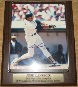 Jose Canseco Autographed 8x10 in Plaque by Stacks of Plaques COA