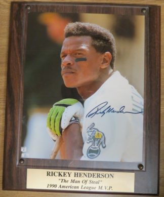 Rickey Henderson Autographed 8x10 in Plaque by Stacks of Plaques