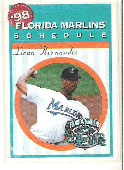 Florida Marlins 1998 Pocket Schedule - Livan Hernandez