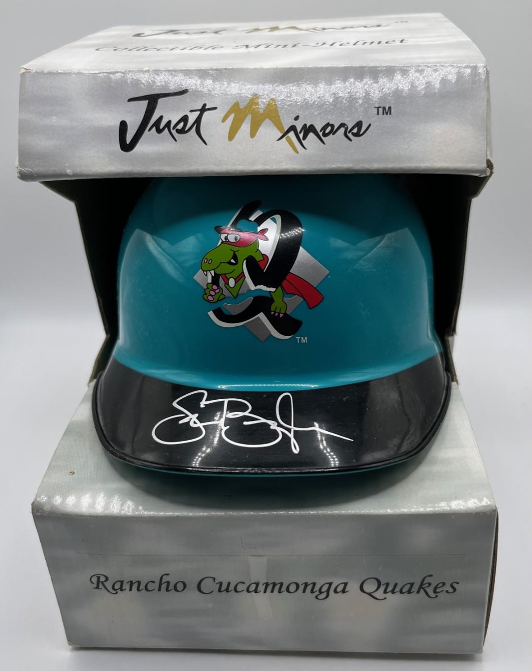 Sean Burroughs 1999 Just Minors Autographed Rancho Cucamonga Quakes Mini Helmet