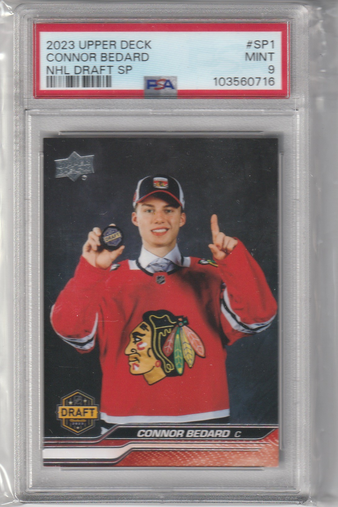 Connor Bedard 2023-24 Upper Deck #SP1 SP - Chicago Blackhawks - PSA 9