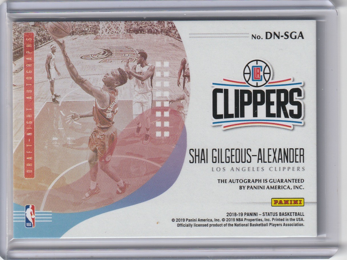 Shai Gilgeous-Alexander 2018-19 Panini Status Draft Night Autographs #22 - Image 2