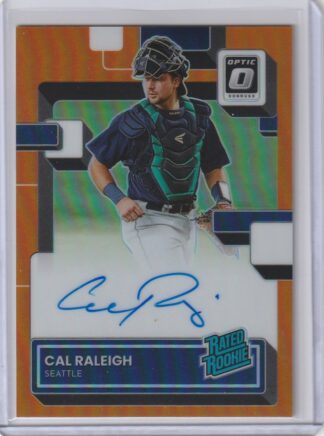 Cal Raleigh 2022 Donruss Optic Rated Rookies Signatures Orange #RRS-CR #'d 043/100